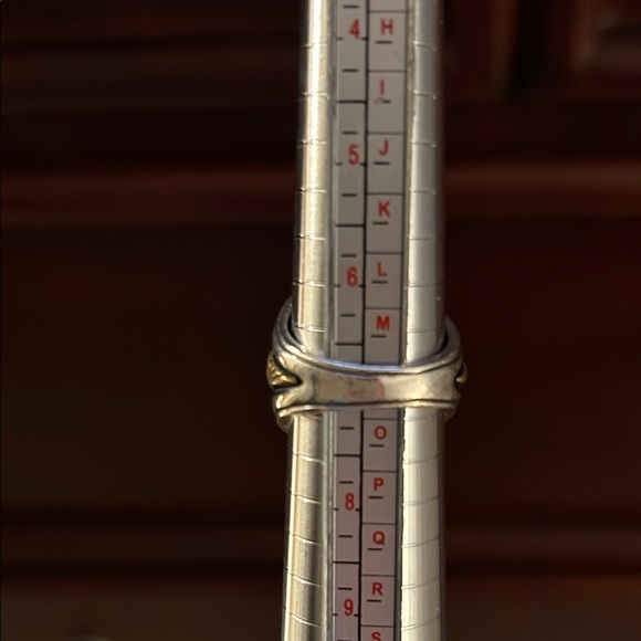 Silver and Brass Ring with Mother of Pearl - size 7 - Picture 3 of 11